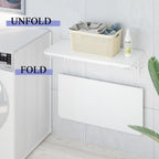 TEAMIX Wall Mounted Desk, White Folding Desk for Small Spaces Floating Shelf Organizer with Heavy-Duty Brackets for Home Office