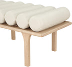 Meridian Furniture 22007Cream Landon Collection Art Deco Bench with Soft Vintage Cream Vegan Leather and Solid Wood with Natural Oak Finish, 60.5" W x 19.5" D x 18.5" H, Cream