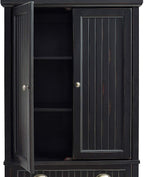 HomeStock Kitchen Pantry Cabinet - 30" Wide Storage - Distressed Black Finish