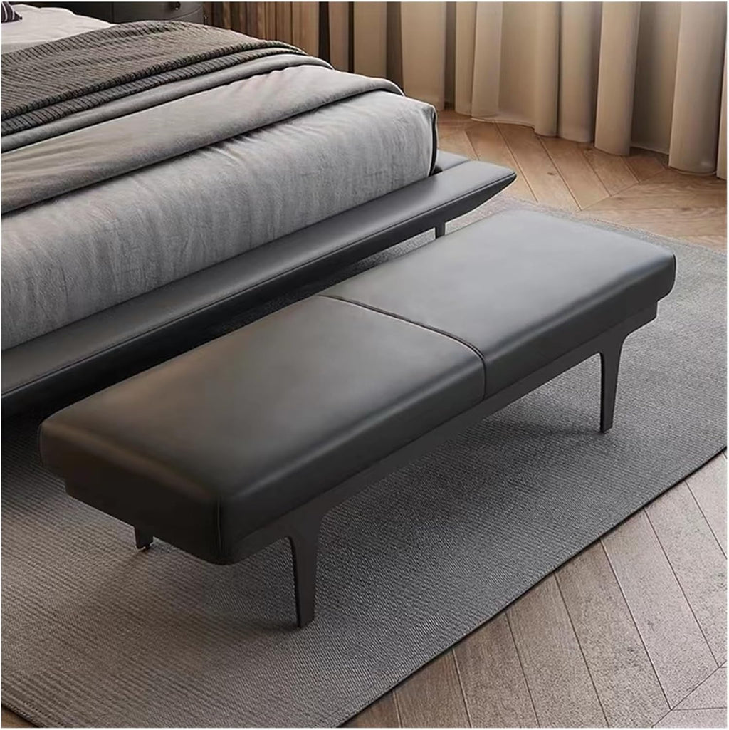 Modern PU Leather Upholstered Bedroom Bench, Padded Entryway, End of Bed with Metal Legs, for Decorative, Living Room, Dining Entryway(120 * 45 * 42cm)