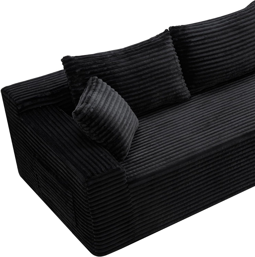 95" L-Shaped Cloud Sectional Couch, Right Facing Modular Compressed Sectional Sofa with Chaise Lounge, Plush Corduroy Corner Sofa for Living Room