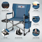 Overmont Folding Camping Chair with Side Table, Cooler Bag, 400 lb Capacity | Oversized Directors Chair for Lawn, Beach, Picnics and Fishing, 600D Oxford, 11.8 lb, Shoulder Strap and Storage Pockets