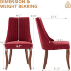 Aoowow Linen Blend Upholstered Dining Chairs Set of 2,Channel Tufted Dinner Chairs for Kitchen with Solid Wood Legs,Neutral Fabric Side Chairs for Dining Room,Living Room(Wine Red)
