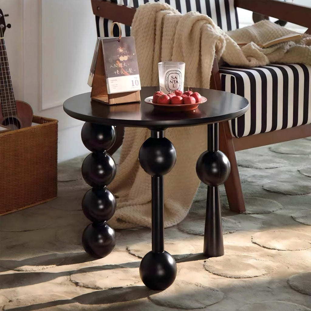 YUNMUAIR-Modern Side Tables Living Room,Black Round End Table for Home Decor,Round Couch Side Table,Modern Nightstand for Bedroom Small Spaces,Easy Assembly,Black