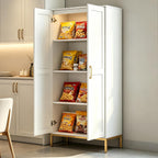 Kitchen Pantry Cabinet,Kitchen Pantry with 2 Adjustable Shelves,4 Shelf Cabinet,Freestanding Floor Cabinet,Unit for Garage Storage,Pantry,Laundry Room,Organization and Storage,White