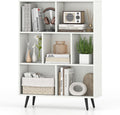 Giantex 7-Cube Bookcase, 3-Tier Modern Bookshelf with 4 Metal Legs, 31.5" Freestanding Open Storage Organizer with 2 Anti-tip Devices, Mid-Century Display Rack for Living Room (31.5" x 9.5" x 42")