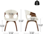 Zouron Mid-Century Swivel Dining Chair, Fabric Upholstered Accent Chairs with Bentwood Arms & Legs, Padded Armchair with Backrest for Kitchen, Dining Room, Living Room, Beige