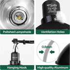 REPTI ZOO Reptile Light Fixture Dimming Thermostat Combo Pack, 8.5 Inch Deep Dome Lamp Fixture Max 150W, PID Reptile Thermostat Temperature Controller for Reptile Heat Lamp Bulb