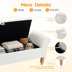 55" Storage Ottoman Bench, Corduroy End of Bed Bench for Bedroom, White | Upholstered Entryway Bench with Seating, Solid Wood Legs, Rolled Arm, for Bedroom Living Room Window Hallway, up to 285 lbs