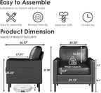 Black Faux Leather Accent Chairs Set of 2 with Arms, Waiting Room, Modern