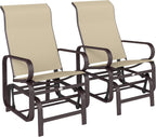 Outsunny Outdoor Glider Chair Set of 2, Smooth Gliding Mechanism, Khaki | Gliders for Outside Patio, Lightweight Construction, Backyard