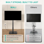WALI Floor TV Stand with Power Outlet, Tall TV Stand Mount for 32-75 inch TV up to 110 lbs, Swivel and Height Adjustable TV Stands with Wood Base for Bedroom, Living Room(TVDVD-7P), Black