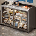 JKGHK Kitchen Storage Cabinet, Food Prep Baker's Rack Table with Flip Doors, Kitchen Food Pantry Cabinet with Adjustable Shelves, Prep Cabinets for Business, Garage(Gray,35x46in)