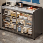 JKGHK Kitchen Storage Cabinet, Food Prep Baker's Rack Table with Flip Doors, Kitchen Food Pantry Cabinet with Adjustable Shelves, Prep Cabinets for Business, Garage(Gray,35x46in)