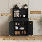 ARTPOWER 54" Kitchen Microwave Cabinet/Stand with Storage and Drawers, Pantry Storage Cabinet with Hutch & Adjustable Shelves for Kitchen, Dining Room, Living Room, Hallway in Black