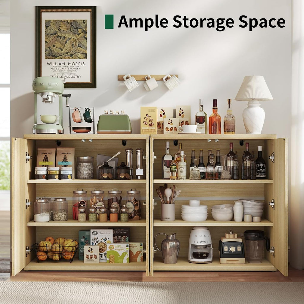 Fluted Sideboard Buffet Cabinet with Storage, Wood Sideboard Cabinet with Doors, Small Credenza Buffets & Sideboards for Kitchen Room, Accent Cabinets for Entryway Living Room Hallway Home