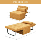 Yellow Sofa Bed, Convertible Chair 4 in 1 Multi-Function Modern Folding Ottoman Guest Bed with Adjustable Sleeper for Small Room Apartment