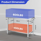 48" x 24" Stainless Steel Folding Table - 920 LBS Commercial Foldable Prep Table, Metal Worktable with Adjustable Undershelf and Feet, for Home Kitchen Restaurant Garage Warehouse, Heavy Duty