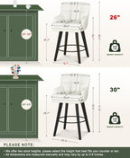 SAECKBERG 360°Swivel Counter Height Bar Stools with Back, 26 inch Solid Wood Legs, Bar Stool Modern Kitchen Island Chairs, Faux Leather (Beige- Faux Leather, 26" H- Set of 2)