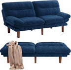 Pipishell Futon Sofa Bed, Modern 66" Futon Couch Convertible to Bed & Lounger, Compact Size, Corduroy Loveseat, Durable Construction - Fits Small Spaces, Apartments,Study Room (Blue, 66 Inch)