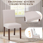 MALOL Upholstered Dining Chairs Set of 2, Fabric Dining Room Chairs, Modern Wooden Dining Chair, Kitchen Side Chairs, Farmhouse Dinner Chair with High Back for Kitchen, Beige