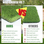 Petgrow Luxurious Artificial Grass Realistic Turf 10 X 13 Feet,1.57 Inch Pile Height Ultrathick Indoor/Outdoor Dog Fake Faux Grass,Synthetic Grass Rug Garden Landscape Patio,Drainage Holes