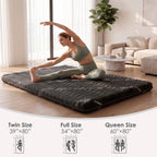 Japanese Floor Futon Mattress, 3.5" Thick Viscose Derived from Bamboo, Twin | Breathable Foldable Futon Mattress Tatami Mat, 100% High Density Foam, Roll Up Floor Bed for Guest Room Bedroom RV, Black