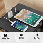 VECELO Black End Table with USB Ports and Outlets,24 Inch Nightstands with Charging Station and Storage Shelf for Bedroom,Living Room, 1 Set