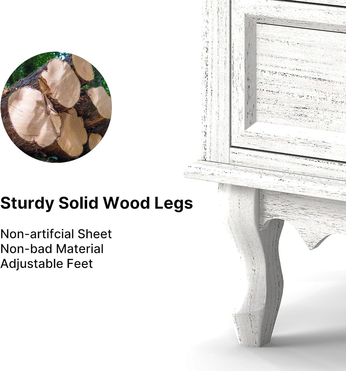 Solid Wood Nightstands Set of 2, Fully Assembled Night Stand with 2 Drawer & Open Shelf Storage, Bedside Table with Charging Station, Mid-Century Modern End Table for Bedroom, White