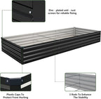10×3×1FT(2PCS) Galvanized Raised Garden Bed Kit, Metal Planter Boxes，Large Outdoor Planters Garden for Planting Vegetables,Flowers,Herbs -Black