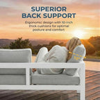 Solaste Aluminum Patio Furniture Set for All Weather, Oversized Metal Outdoor Furniture Set with 27.5" Deep Seating and 3.2" Wide Armrest, Outdoor Patio Sofa with 10" Back Suport Cushion, Light Grey