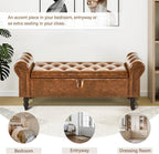 Furnimart Storage Bedroom Bench for End of Bed, Faux Leather Upholstered Storage Ottoman with Rolled Arms for Bedroom,Living Room, Entryway, 2.5Cubic Feet