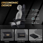 GTPLAYER Video Gaming Chair Fabric, Ergonomic Computer Chair with Footrest and Pocket Spring Cushion, Height Adjustable Video Gamer Chair with Lumbar Support for Adults, Black