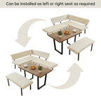 HIPIHOM 3-Piece Corner Dining Table Set with Bench, 67 Inch Space-Saving Breakfast Nook for Kitchen & Dining Room (Walnut Table & Beige Bench)
