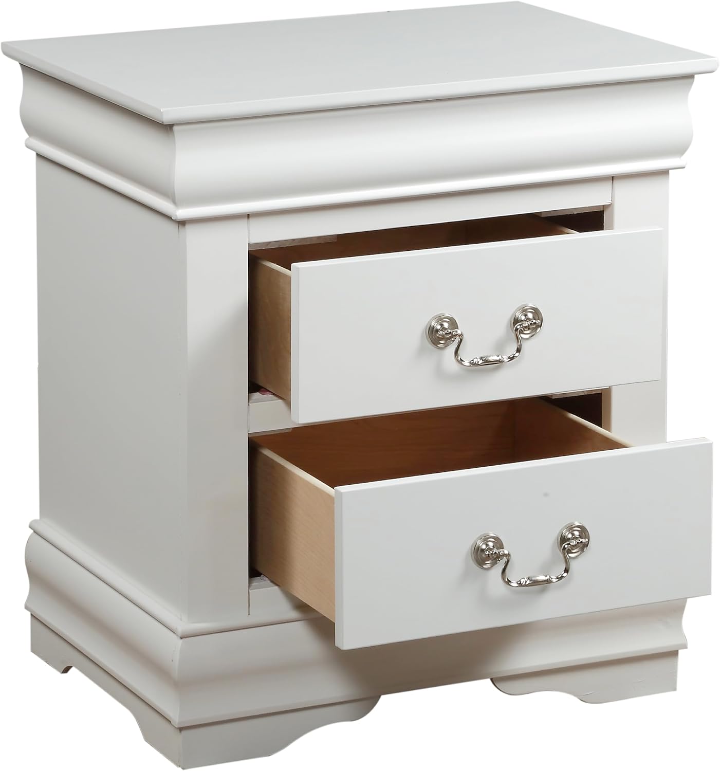 Knocbel Traditional Nightstand End Tables Side Table with 2 Drawers and Metal Handles for Bedroom Living Room Entryway, Fully Assembled, 21" W x 15" D x 24" H White