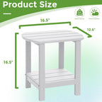 Adirondack Square Outdoor Side Table,2-Tier Storage Patio Side Table, HDPE End Tables for Backyard Pool Porch Garden Lawn