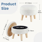 DUMOS Round Storage Ottoman Foot Rest, Compact Boucle Upholstered Footstool with Hidden Storage, Padded Seat, Small Coffee Table for Living Room, Bedroom, Beige
