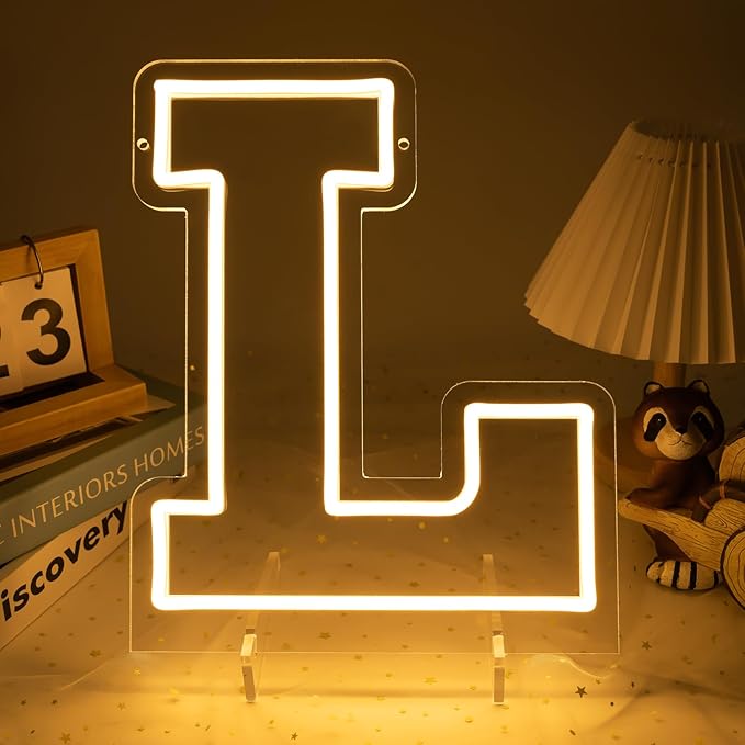 Light Up Letters L, Led Marquee Letter Lights Neon Sign, 13.9" Height Decorative Lighted Alphabet Number, Battery/USB Powered Led Letters Lights for Wedding, Birthday, Party, Christmas or Home Decor