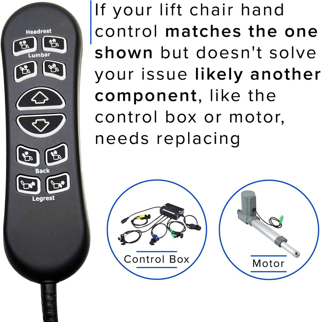 Genuine Pride OEM 10-Button 5-Pin Replacement Remote Hand Control for Pride VivaLift Lift Chair (Standard & Early Version Viva Lift 2) - (CTL1804039) for Standard & Early Version VivaLift 2 Models