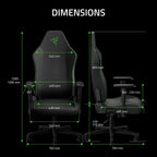 Razer Iskur V2 X NewGen Ergonomic Gaming Chair, Black/Green | Gen-2 EPU Leather with CoolTouch, Lumbar Support, Ultra-Wide Base, Foam Cushions, Adjustable 152 Degree Recline, 2D Armrests