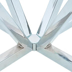 SSLine 45.2" Round Glass Dining Table for 4 Modern Circle Glass Tabletop Kitchen Table for 4 Luxury Dinner Tables with Silver Metal Legs for Home Kitchen Dining Room(Table Only)