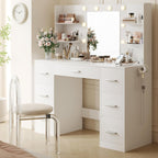YESHOMY Vanity Desk with Mirror, Outlet, 10 Lights & 7 Drawers,Pure White | Lighted Mirror with 3 Color Modes,Makeup Table,Large Storage Capacity,Available for bedroom
