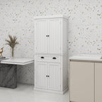 71.61" Kitchen Pantry Cabinet, Tall Storage Cabinet with 4 Doors and 1 Drawer, Freestanding Wood Kitchen Cabinet Cupboard with Adjustable Shelves for Kitchen, Dining Room, Living Room, White A