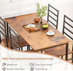 Kitchen Dining Table Set for 4, 5-Piece Kitchen Table and Chairs, Base Reinforcement Structure Dining Room Table Sets, Dining Table with 4 Chairs for Small Space, Dinette, Apartment