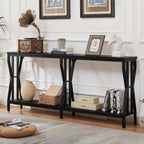 HOMISSUE Sofa Console Table, 70.9" Extra Long Sofa Table with 2-Tier Storage, Industrial Narrow Console Tables Behind Couch, Hallway Table for Entryway, Living Room, Black
