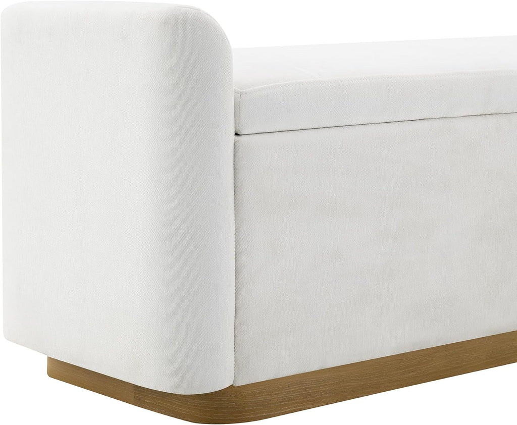 KEIKI 49" Storage Ottoman Bench with Safety Hinge, Ottoman with Storage, End of Bed Bench for Bedroom, Living Room, Entryway, Holds up to 350 lb, Beige