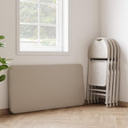 Takywep Sturdy & Portable Rectangle Folding Table - 47.24" x 20.07" 4ft Collapsible Desk, Metal Frame, PU Leather Scuff & Mark Resistant Surface, Anti-Slip Feet, Great for Dining, Office