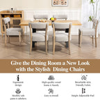 ZJhome Dining Chairs,Set of 6 Mid-Century Modern Wooden Kitchen Chairs with Linen Upholstery - Low-Back Woven Design for Kitchen & Dining Room,Oatmeal Fabric