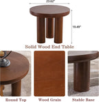 24" Walnut End Table, Simple End Table, Handcrafted Solid Round Table for Living Room, Apartment, Easy Assembly.