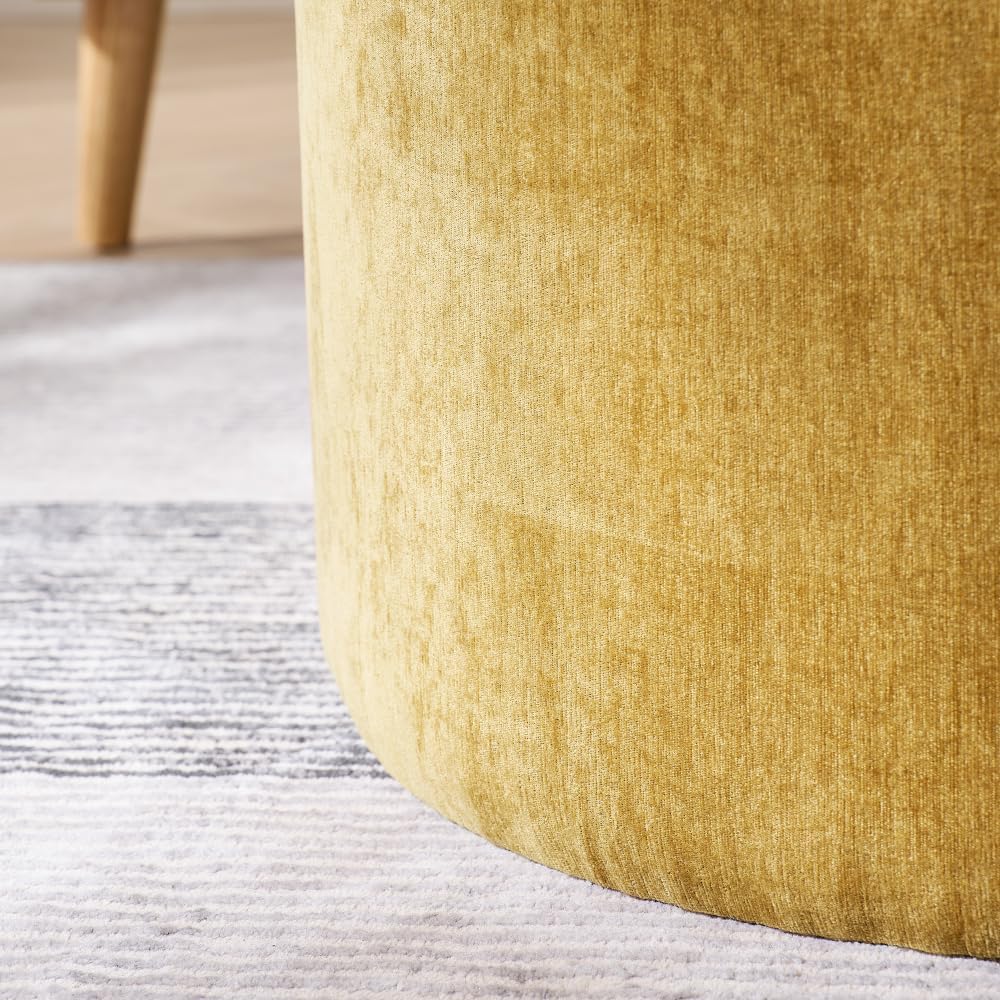 2-Piece Set Round Chenille Storage Ottoman, Equipped with a Drum Shaped Small Stool (style3)